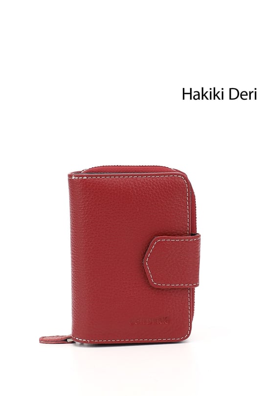 Kadın Kırmızıya Lacivert Dikey Hakiki Deri Cüzdan