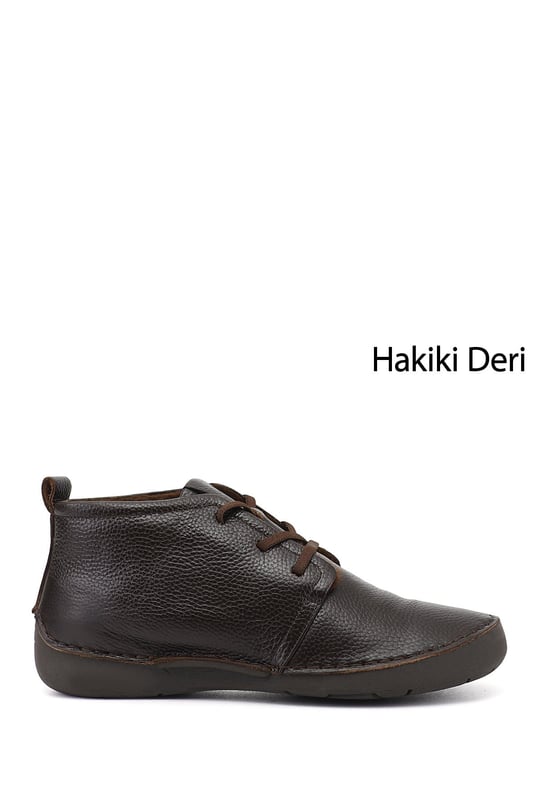 Kadın Koyu Kahve Floter Bağcıklı Hakiki Deri Comfort Bot