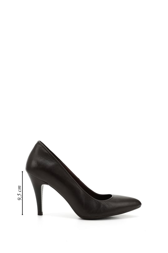 Women's Dark Brown Pointed Toe Thin Heel Genuine Leather Stiletto