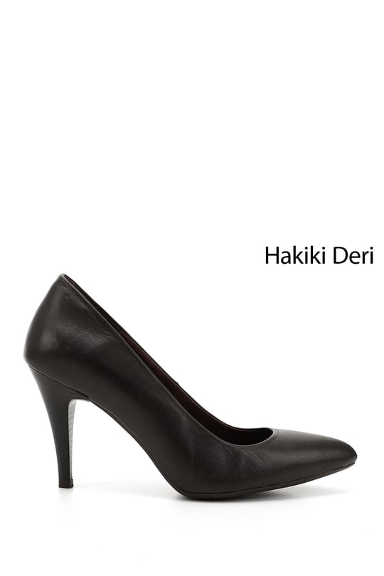 Women's Dark Brown Pointed Toe Thin Heel Genuine Leather Stiletto