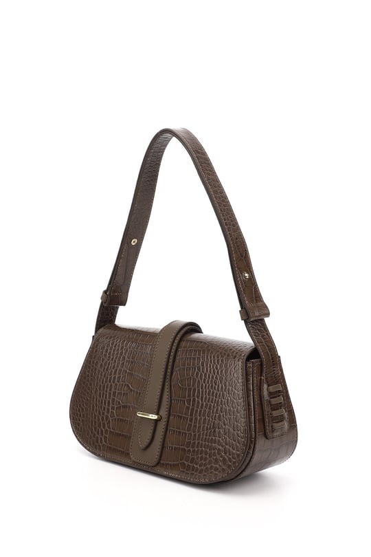 Women's Dark Mink Krako Genuine Leather Hand and Shoulder Bag