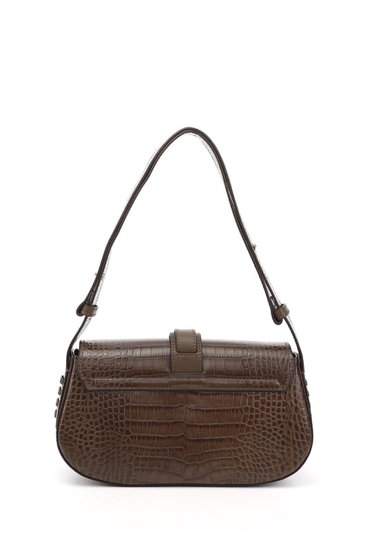 Women's Dark Mink Krako Genuine Leather Hand and Shoulder Bag