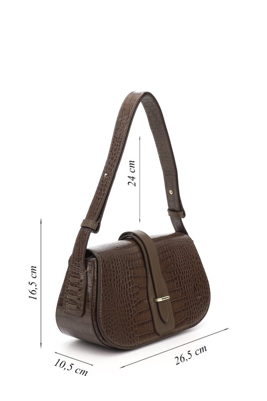 Women's Dark Mink Krako Genuine Leather Hand and Shoulder Bag