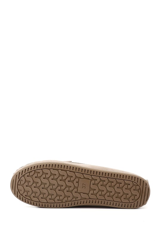 Kadın Kum Süet Fiyonklu Hakiki Deri Comfort Loafer