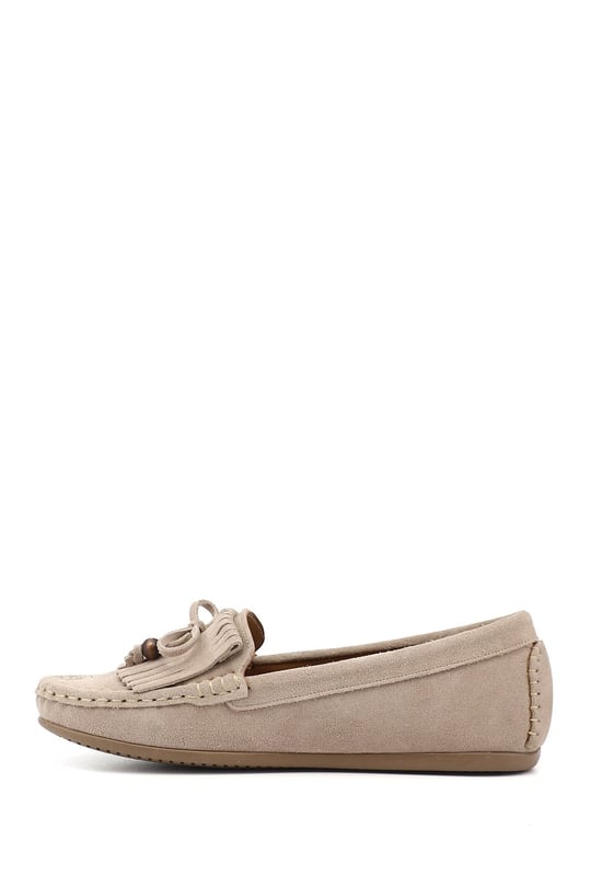Women's Sand Suede Buckled Rok Genuine Leather Comfort Loafer