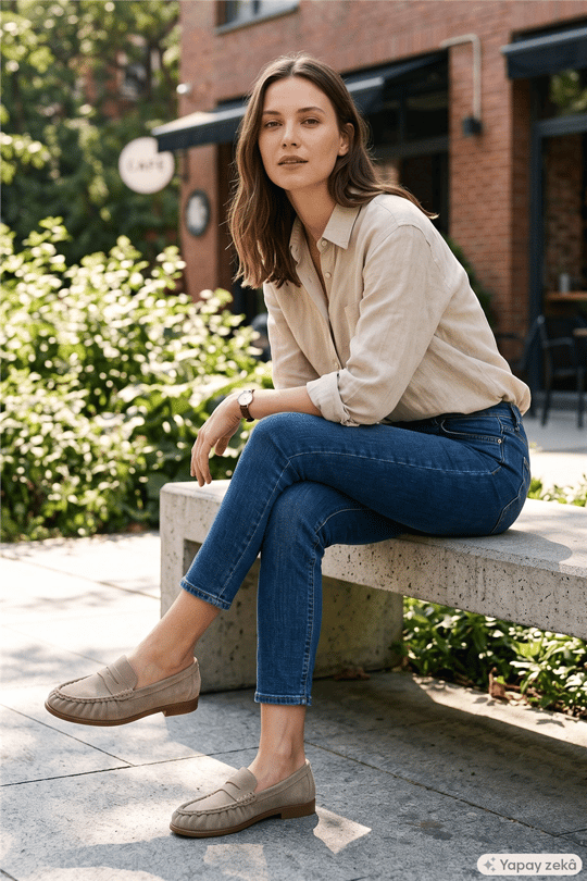 Kadın Kum Süet Hakiki Deri Comfort Loafer