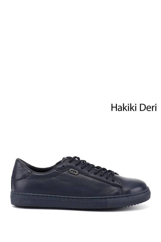 Kadın Lacivert Antik Bağcıklı Termo Taban Hakiki Deri Sneaker