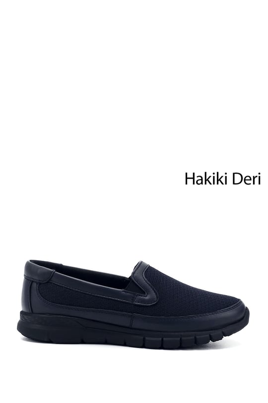 Kadın Lacivert Antik Dolgu Taban Hakiki Deri Comfort Ayakkabı