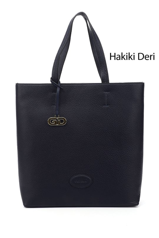 Kadın Lacivert Floter Hakiki Deri El ve Omuz Çantası