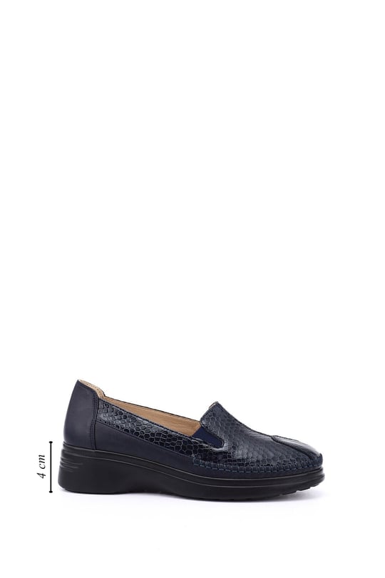 Women's Navy Blue Krako Platform Genuine Leather Comfort Shoes
