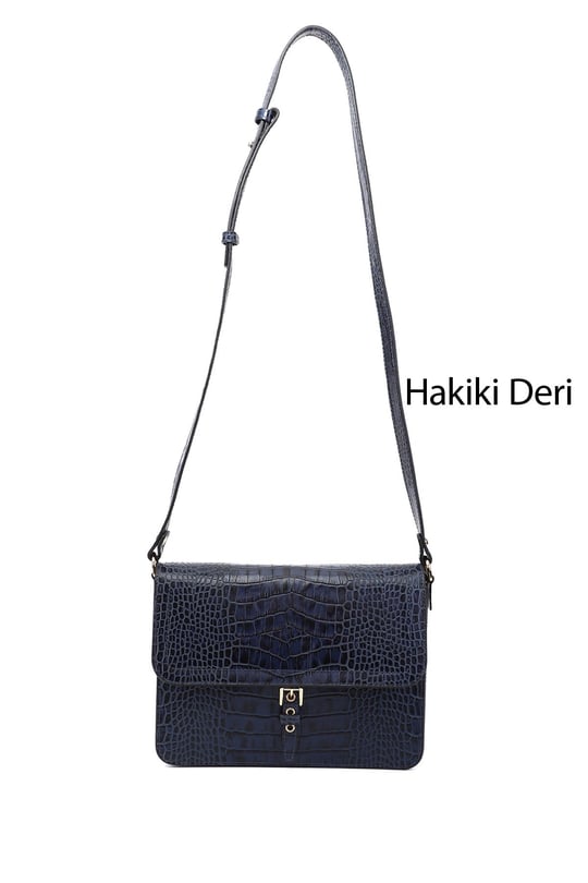Navy Blue Krako Platinum Genuine Leather Medium Size Women's Shoulder Bag