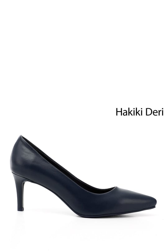Kadın Lacivert Platinum Sivri Burun İnce Topuklu Hakiki Deri Stiletto