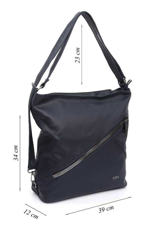 Women's Navy Blue Long Strap Shoulder and Backpack Bag