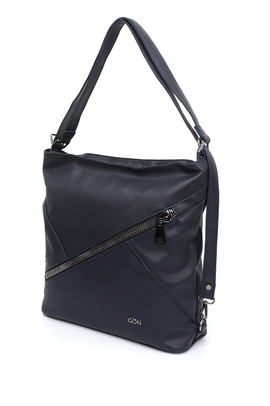 Women's Navy Blue Long Strap Shoulder and Backpack Bag