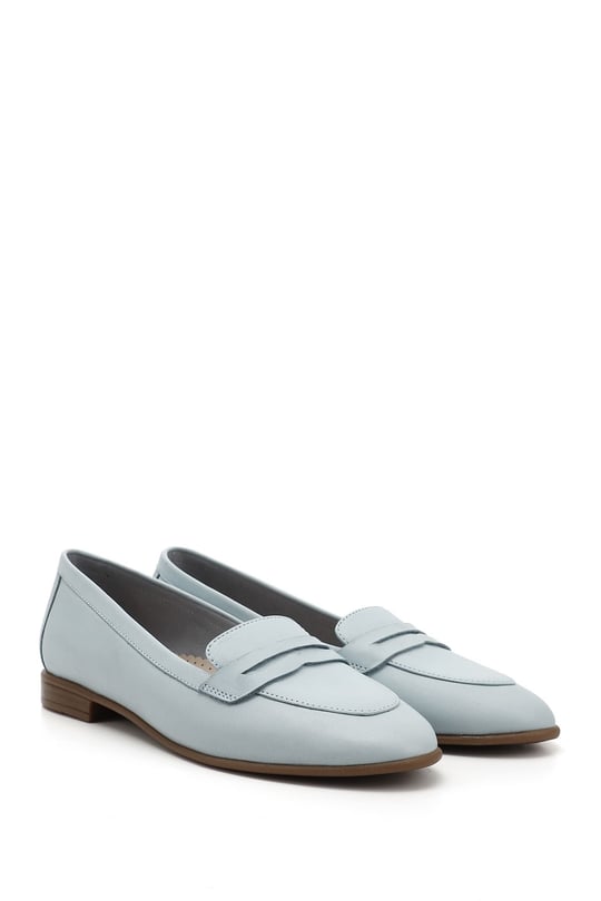 Women's Blue Antique Genuine Leather Ballerina