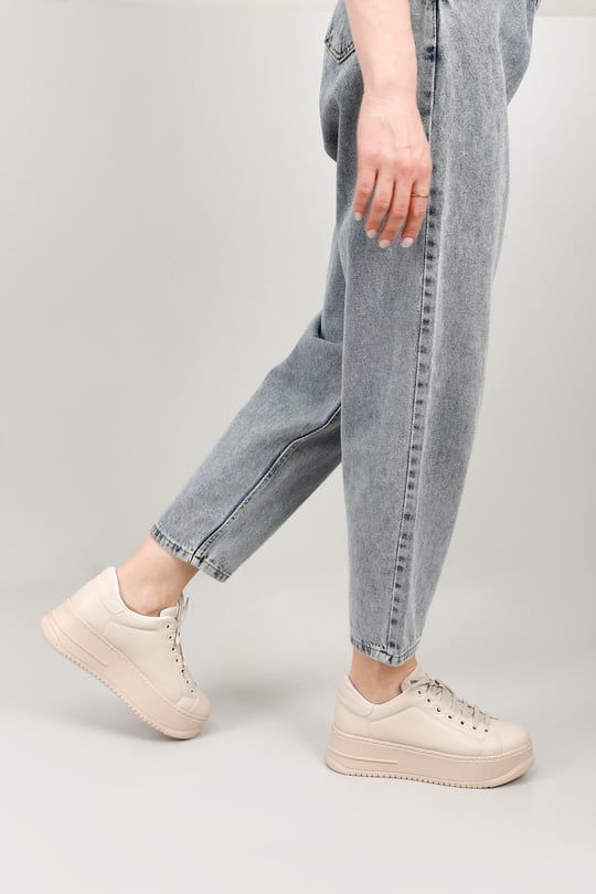 Kadın Nude Bağcıklı Dolgu Taban Comfort Sneaker