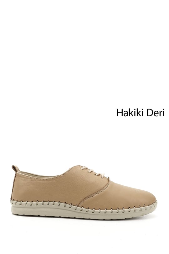 Kadın Nude Bağcıklı Hakiki Deri Comfort Ayakkabı