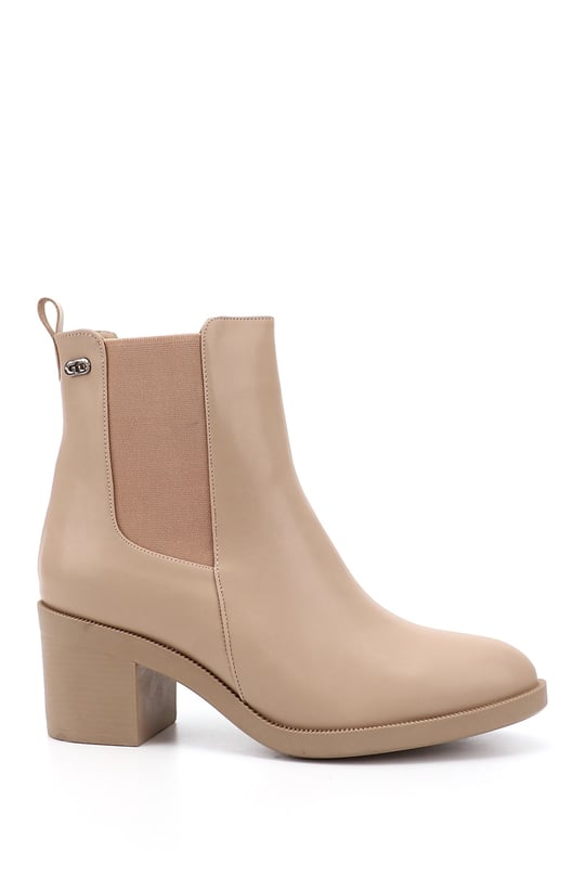 Women's Nude Chunky Heel Chelsea Boots