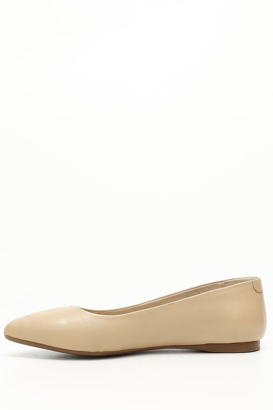 Women's Nude Pointed Toe Flat Sole Genuine Leather Ballerina