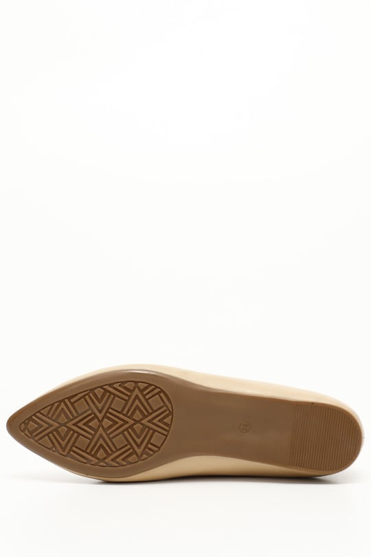 Women's Nude Pointed Toe Flat Sole Genuine Leather Ballerina