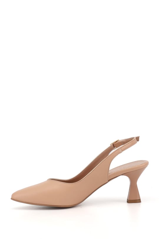 Women's Nude Pointed Toe Cup Heel Open Back Shoe