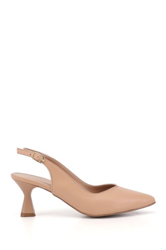 Women's Nude Pointed Toe Cup Heel Open Back Shoe