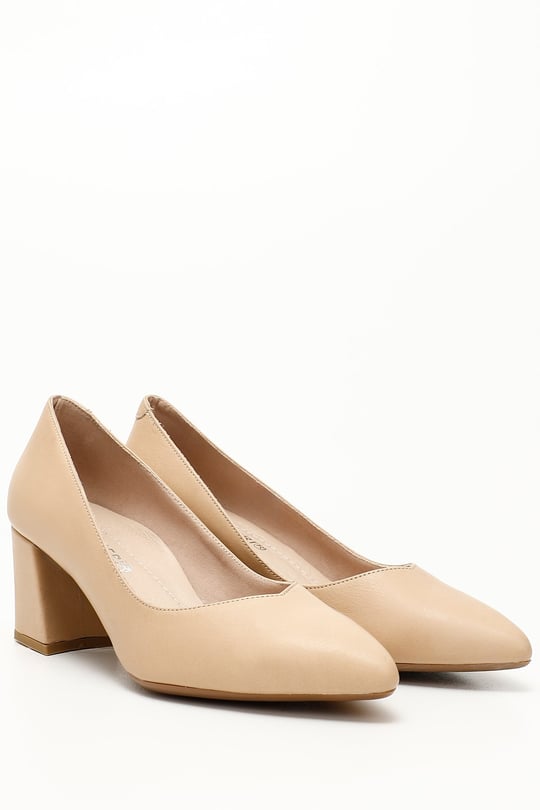 GÖNDERİ(R)  Genuine  leather pointed toe medium thick heels women shoes 24170