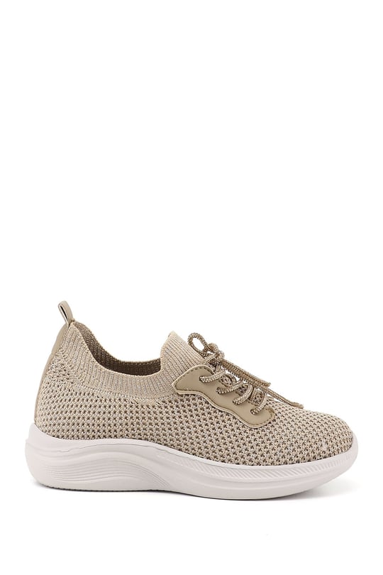 Kadın Nude Triko Bağcıklı Memory Foam Tabanlıklı Comfort Sneaker
