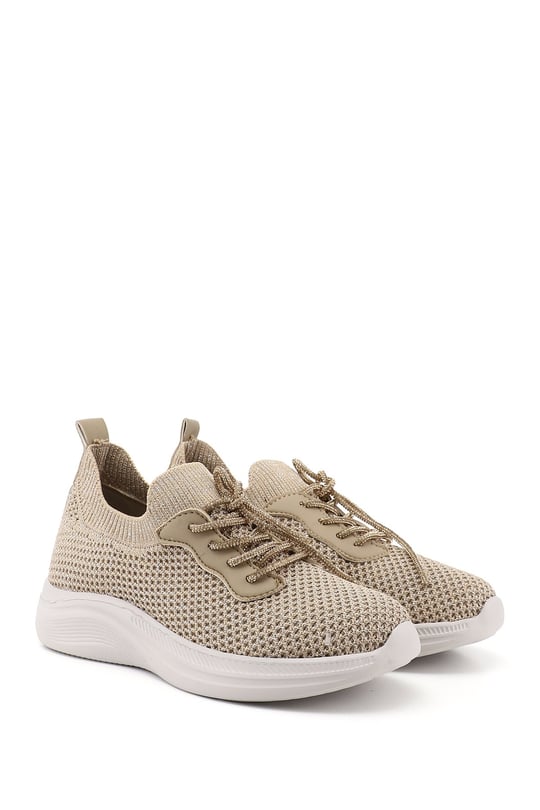 Women's Nude Knit Lace-up with Memory Foam Insole Comfort Sneaker