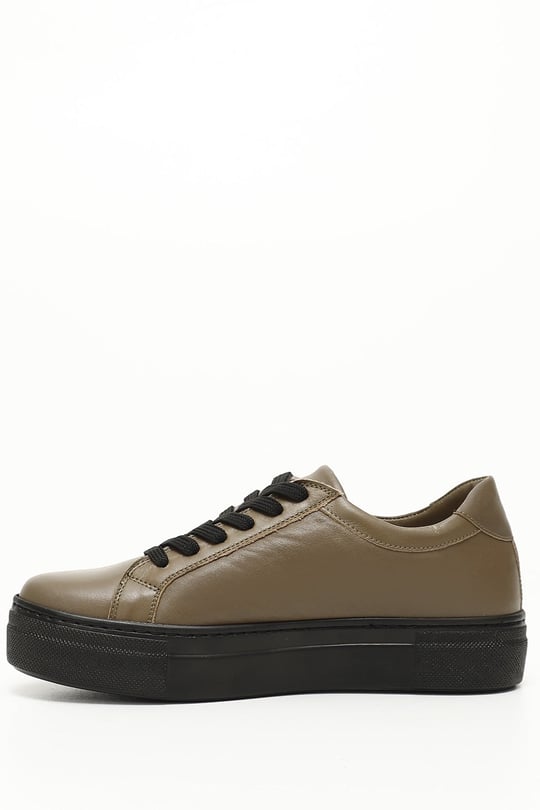 Gon Genuine Leather Round Toe Padding Sole Lace-up Women's Sneaker 24240