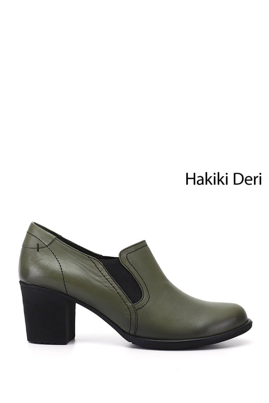 Kadın  Orta Kalın Topuklu Hakiki Deri Ayakkabı