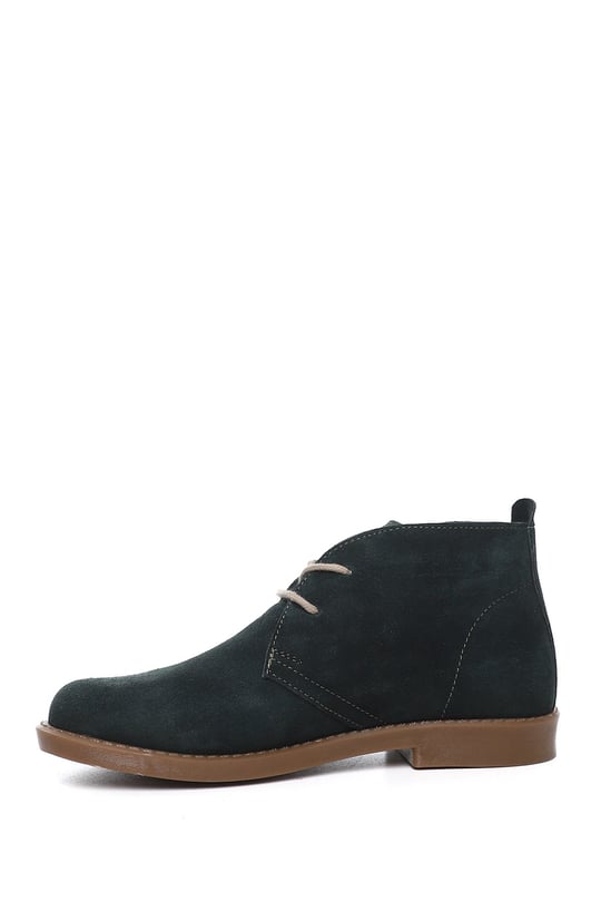 Women's Petrol Green Rubber Sole Genuine Leather Boots