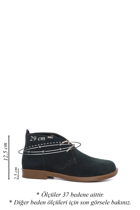 Women's Petrol Green Rubber Sole Genuine Leather Boots