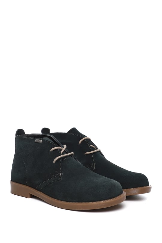 Women's Petrol Green Rubber Sole Genuine Leather Boots