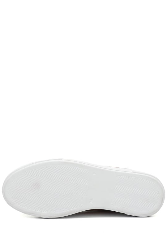 Kadın Pudra Antik Bağcıklı Dolgu Taban Hakiki Deri Sneaker