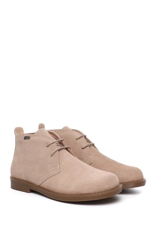 Women's Powder Suede Rubber Sole Genuine Leather Boots