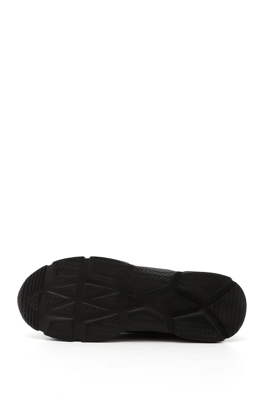 Kadın Siyah Bağcıklı Dolgu Taban Hakiki Deri Sneaker