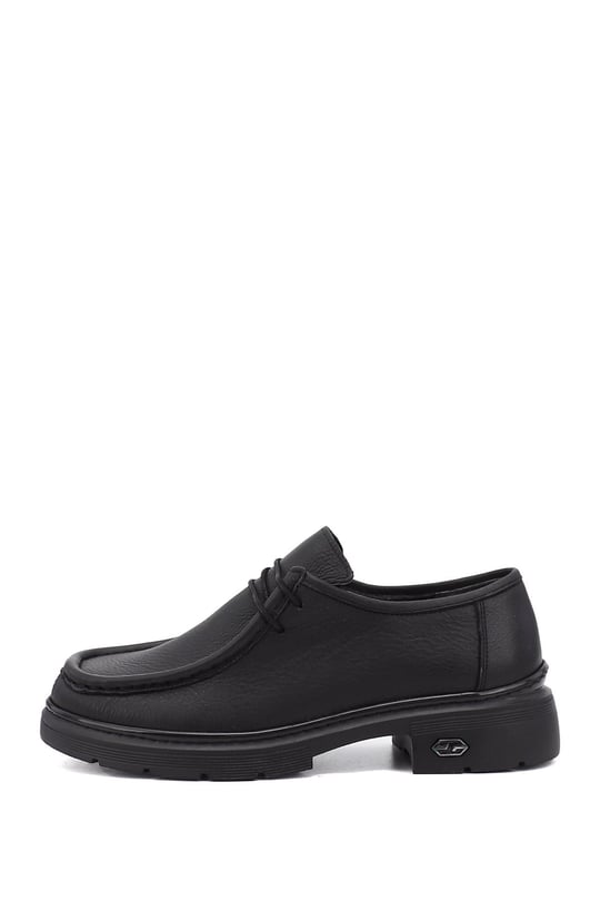 Women's Black Lace-Up Genuine Leather Comfort Shoes