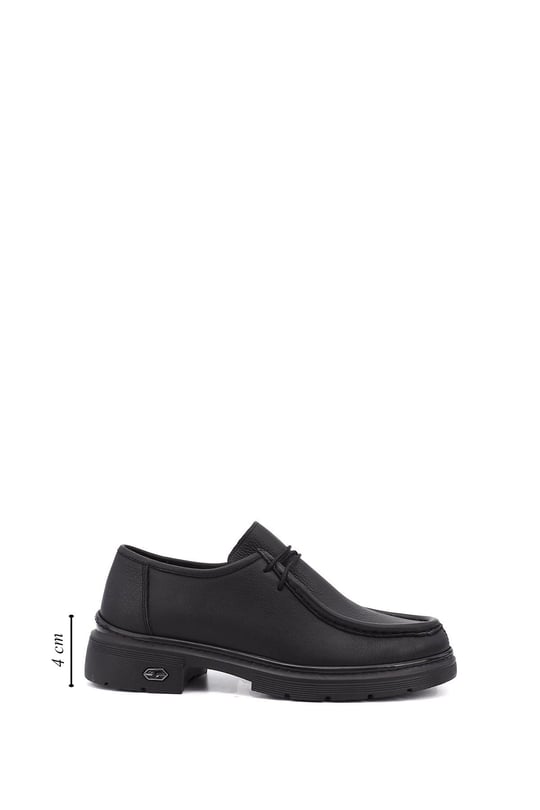 Women's Black Lace-Up Genuine Leather Comfort Shoes