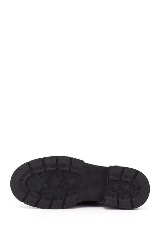 Women's Black Lace-Up Genuine Leather Comfort Shoes