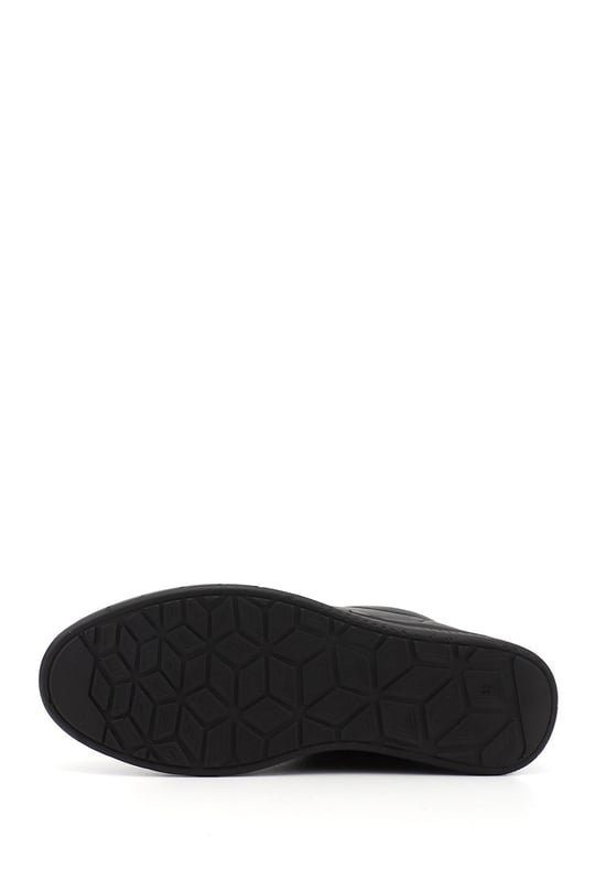 Women's Black Lace-up Genuine Leather Sneaker