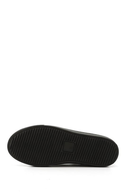 Kadın Siyah Bağcıklı Termo Taban Hakiki Deri Sneaker