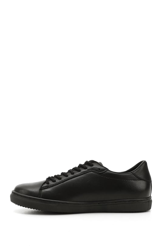 Kadın Siyah Bağcıklı Termo Taban Hakiki Deri Sneaker