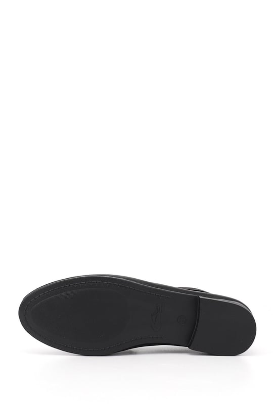 Kadın Siyah Baskılı Hakiki Deri Loafer