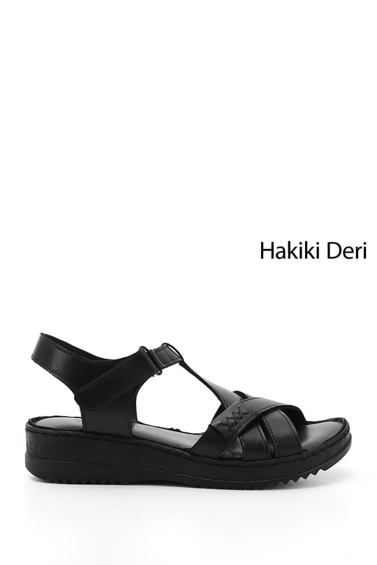 GÖNDERİ(R) Genuine  leather wedge sole sandals 45711