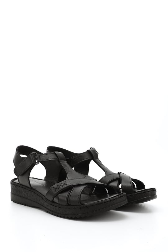 GÖNDERİ(R) Genuine  leather wedge sole sandals 45711