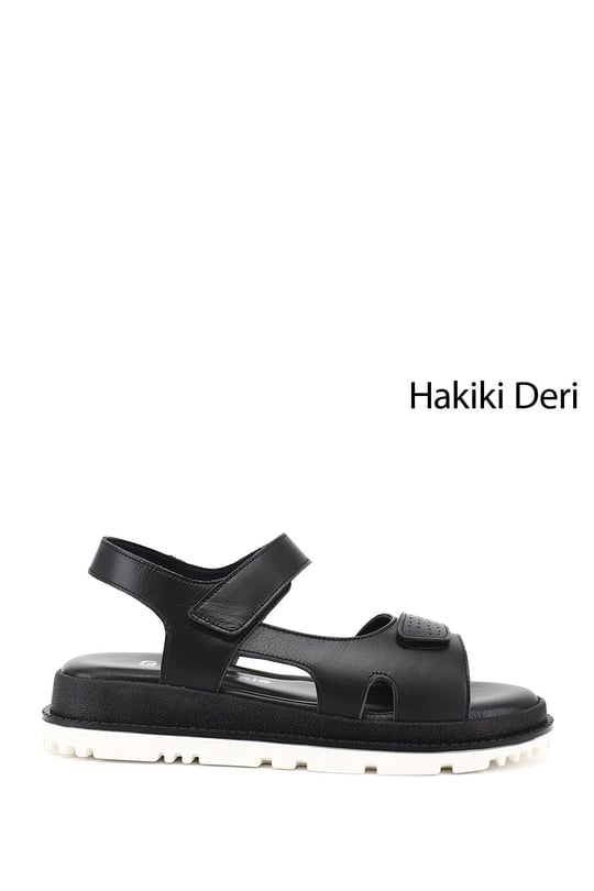 Kadın Siyah Hakiki Deri Sandalet