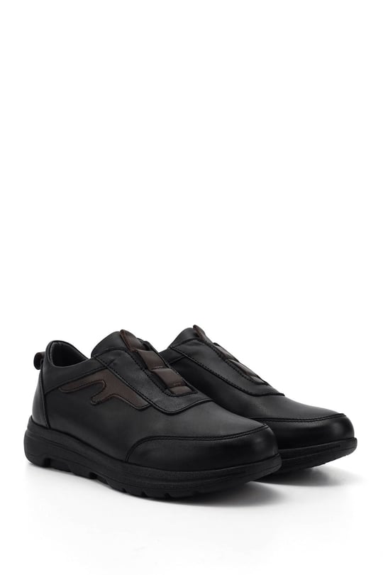 Women's Black Genuine Leather Wedge Sole Comfort Shoes