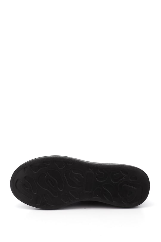 Kadın Siyah Dolgu Taban Hakiki Deri Sneaker