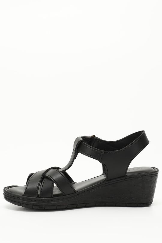 Kadın Siyah Dolgu Topuk Comfort Sandalet